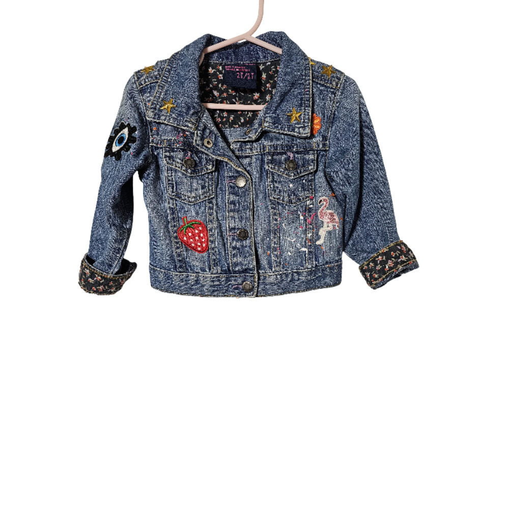 Toddler Girls Hand Painted Denim Jacket 2T